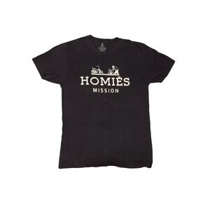 Homies Mission Graphic T-Shirt Mens Small Black Short Sleeve Cotton Crew Neck